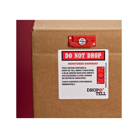 Drop-n-tell indicateur de choc avec étiquette