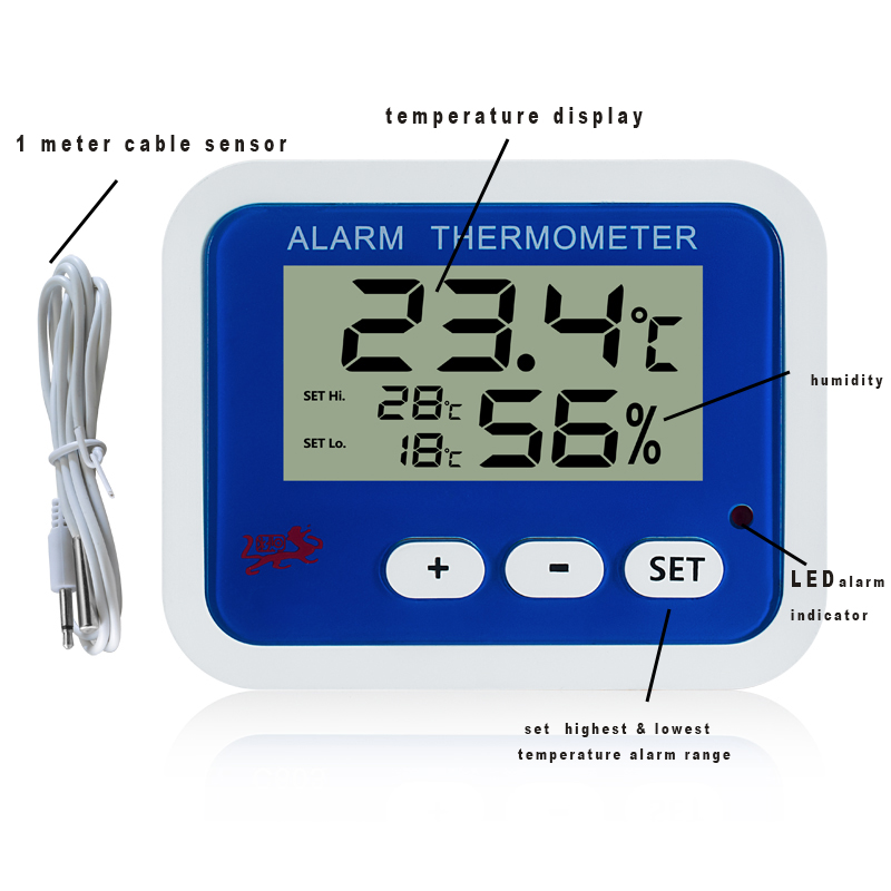 Thermomètre numérique d'intérieur avec alarme –